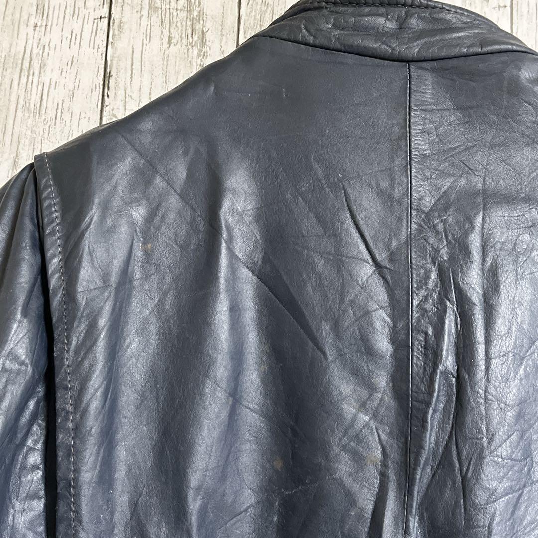 60's Sears シアーズ レザー シングルライダース 紺系 XL 60's Sears シアーズ レザー シングルライダース 紺系 XL