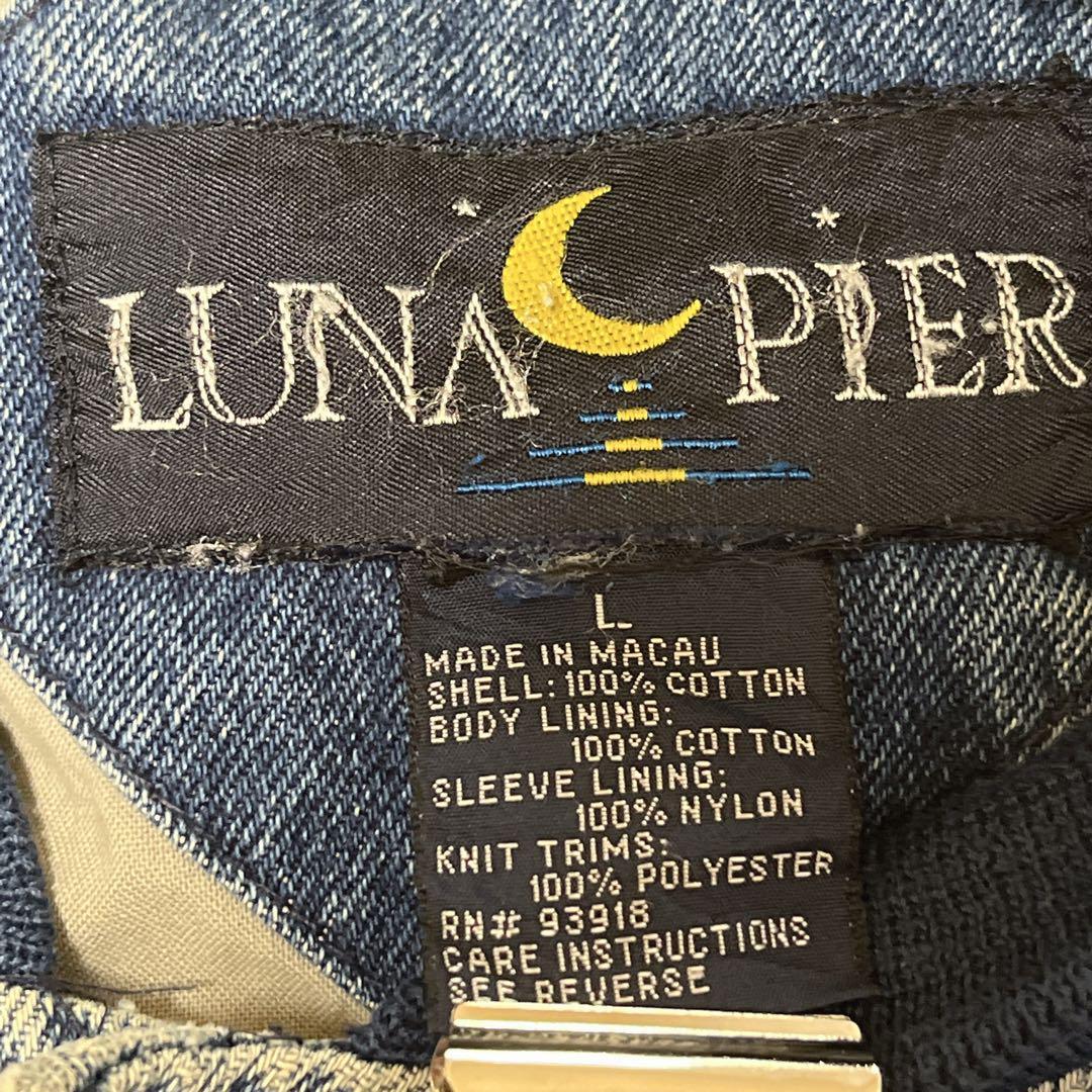 90's LUNA PIER デニムスタジャン バーシティジャケット XL 刺繍 リブライン 90年代ヴィンテージ US古着 アメカジ HTK3466_画像5