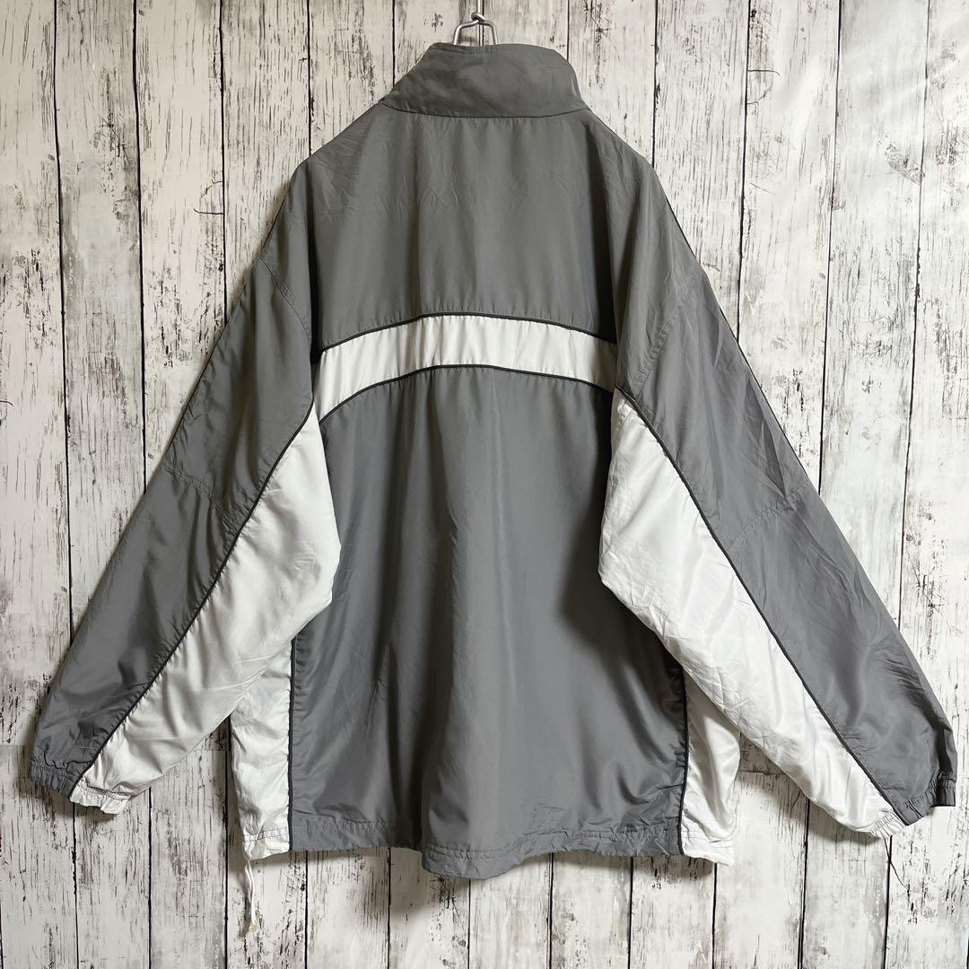 90's Reebok リーボック ナイロンジャケット グレー 2XL ワンポイント 刺ロゴ 90年代ヴィンテージ US古着 アメカジ HTK3499