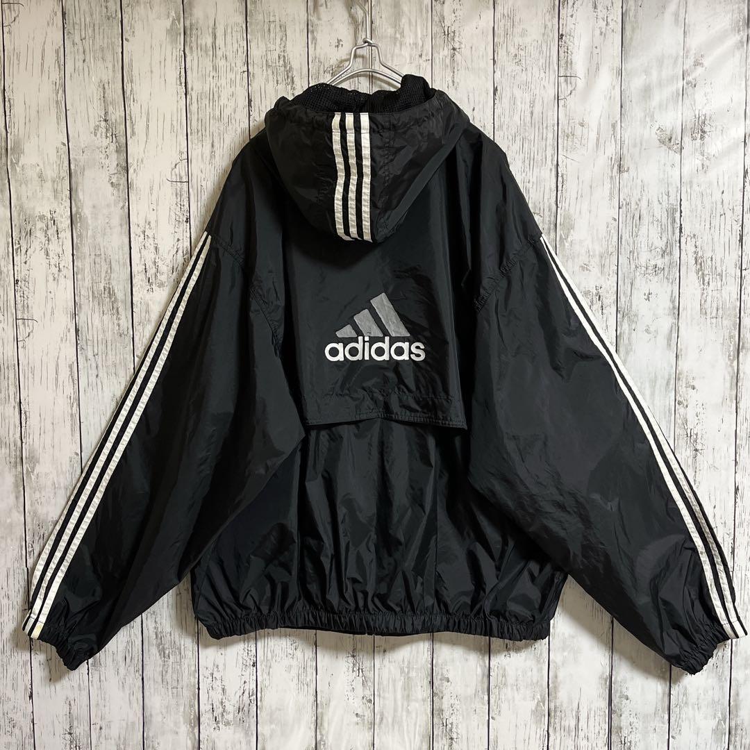 90's adidas アディダス ナイロンジャケット 黒 ブラック 2XL US 90's adidas アディダス ナイロンジャケット 黒 ブラック 2XL US