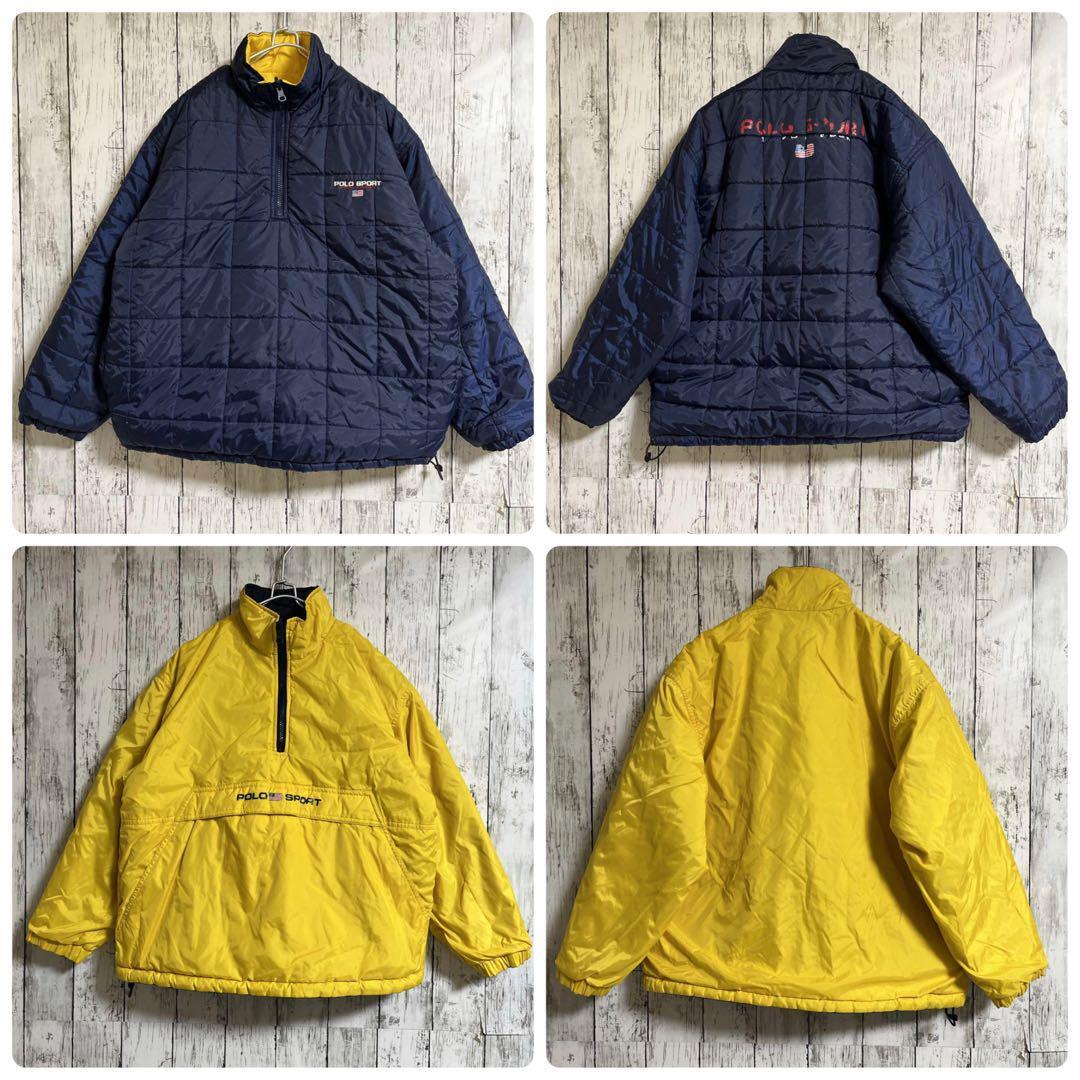 90's POLO SPORT ラルフローレン ポロスポーツ ハーフジップ アノラック ナイロンジャケット リバーシブル M 90年代ヴィンテージ HTK2741