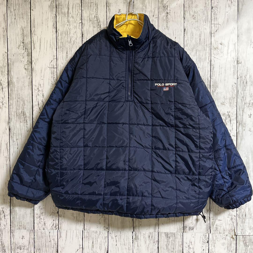 90's POLO SPORT ラルフローレン ポロスポーツ ハーフジップ アノラック ナイロンジャケット リバーシブル M 90年代ヴィンテージ HTK2741