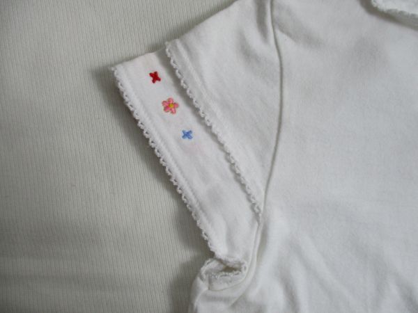 BF526【miki house・ミキハウス】ロゴ刺繍 半袖 カットソー 女児 白 95の画像5
