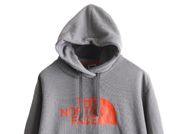 ノースフェイス プリント スウェット フード パーカー メンズ XL / 古着 The North Face プルオーバー 裏起毛 トレーナー アウトドア 灰_画像2