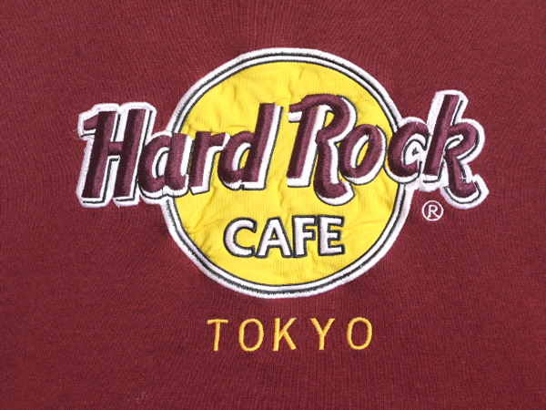 ハードロックカフェ スウェット トレーナー メンズ レディース XL / Hard Rock CAFE 企業物 当時物 ロゴ刺繍 大きいサイズ バーガンディ_画像3