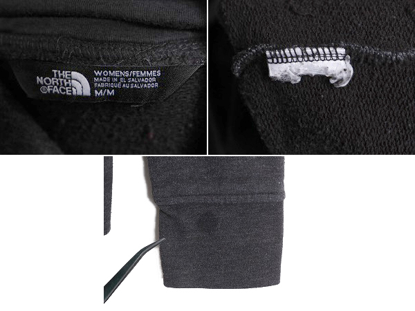 ノースフェイス スウェット フード パーカー レディース M The North Face プルオーバー 裏起毛 アウトドア ハイネック ロゴ 刺繍 2トーン_画像5