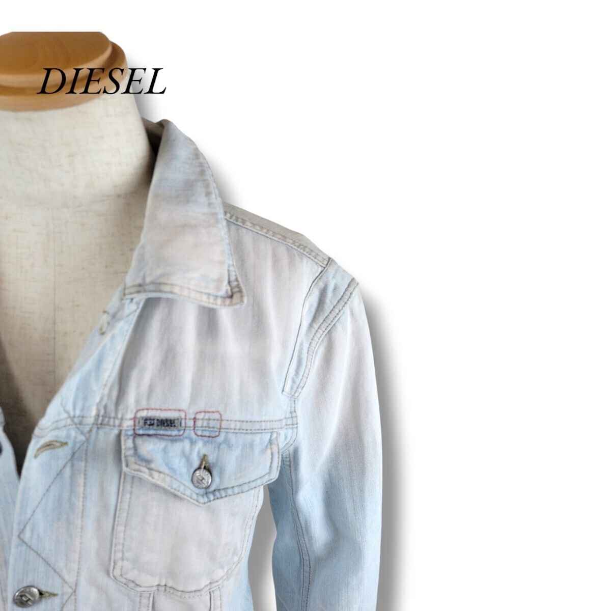 DIESEL/ディーゼル　デニムジャケット　Gジャン アウター ジャケット デニム ダメージ加工　ブリーチ　サイズL大きめ（XL 程度）イタリア製_画像3