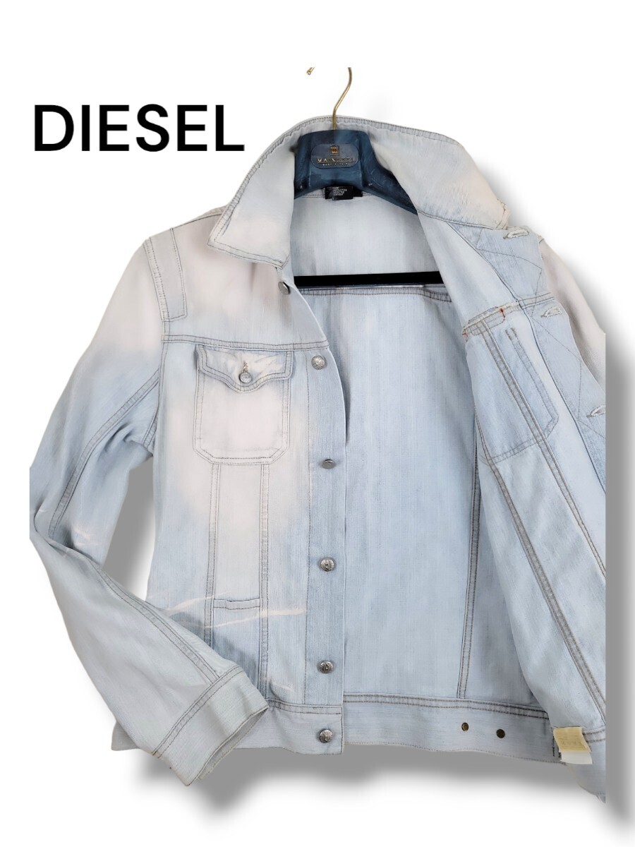 DIESEL/ディーゼル　デニムジャケット　Gジャン アウター ジャケット デニム ダメージ加工　ブリーチ　サイズL大きめ（XL 程度）イタリア製_画像10