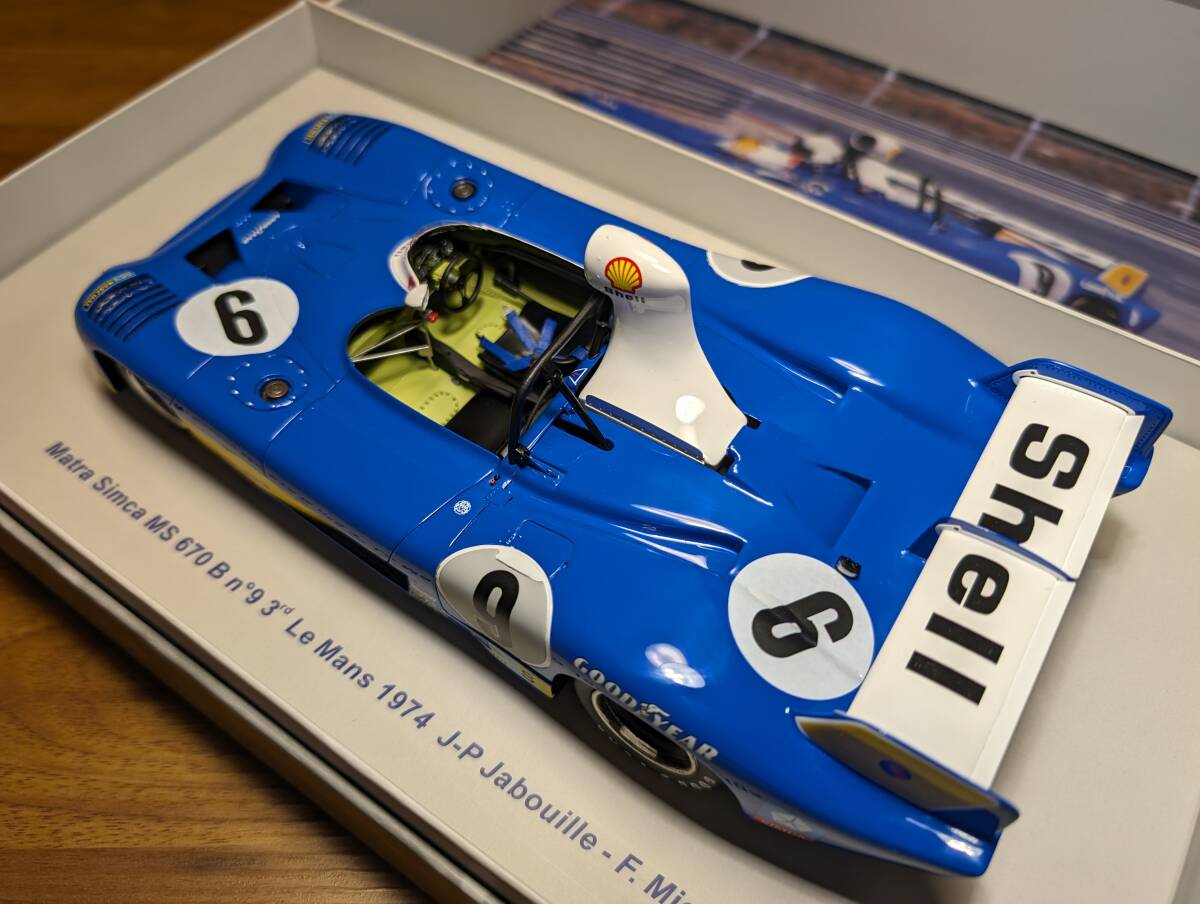 ②美品 激レア スパーク 1/18 マトラ シムカ MS 670 B No.9 3rd ル・マン 1974 J-P Jabouille F. Migault ジャブイユ ミゴー Matra Simca_画像6