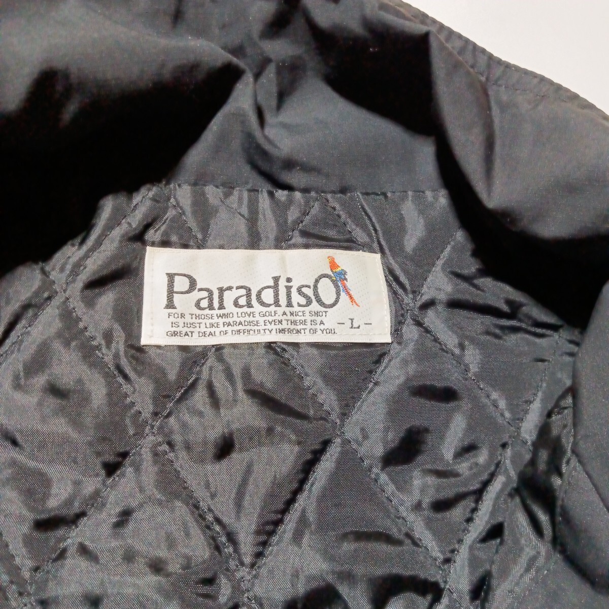 Paradiso パラディーゾ メンズゴルフ ジップベスト ブラック L 防寒 中綿 黒 ラージ ロゴ スポーツ キルト ブリジストン 機能性 の画像7