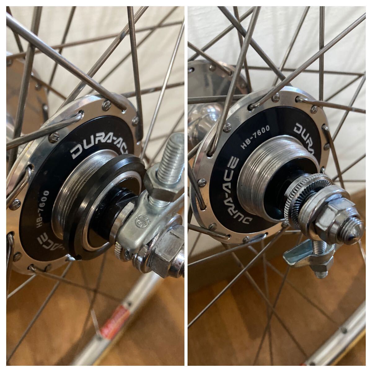 競輪ホイール 前後セット ARAYA GOLD ピスト ホイール 前後セット チューブラー シマノ dura-ace デュラエース njs 120 700C 公道使用の画像7