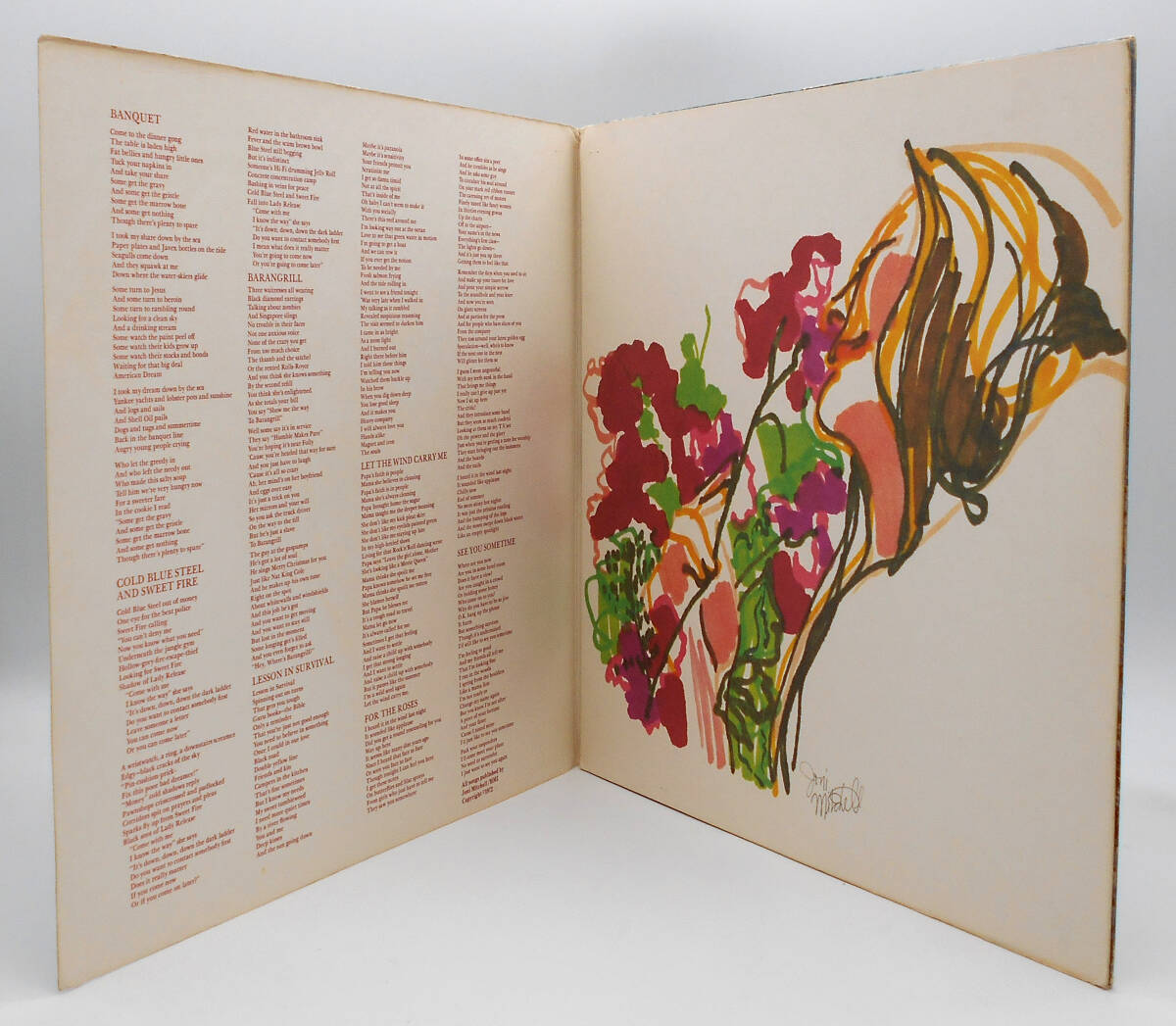 ★US ORIG LP★JONI MITCHELL/For The Roses 1972年 初回白ラベル 4面見開きジャケ 音圧＆音抜最高 GRAHAM NASH, STEPHEN STILLS参加の画像5