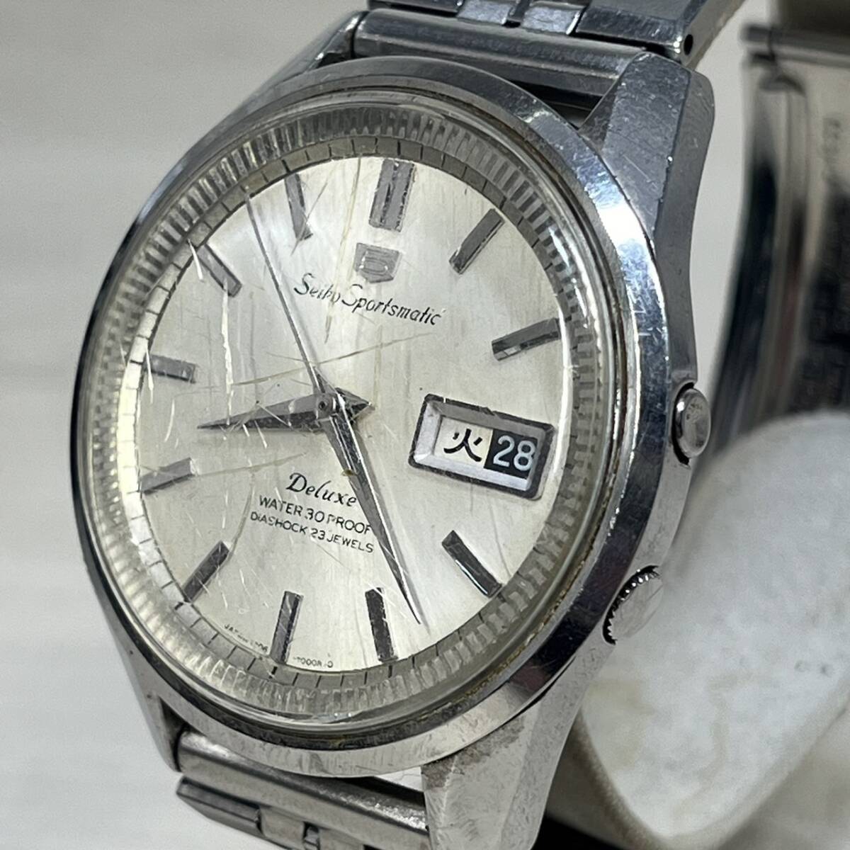 ●【YH-8337】中古現状品 セイコー スポーツマチック５デラックス 7606-7000 自動巻 Seiko Sportsmatic５Deluxe 23石 automatic 不動品_画像4