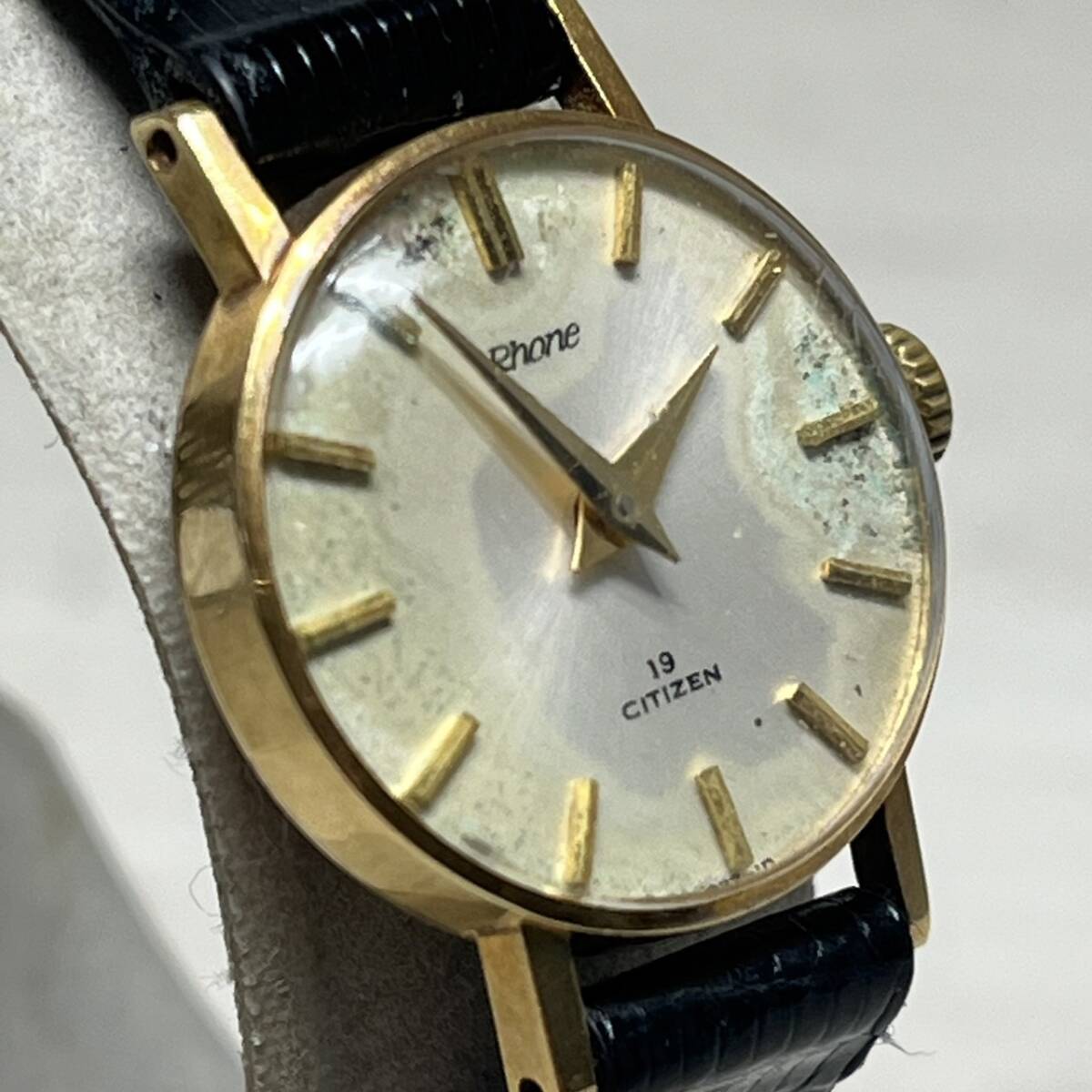 ●【YH-8242】中古品 CITIZEN シチズン Rnone ローヌ 手巻き 腕時計 K18 750 RHOA5801-SK 稼働品 アンティーク ヴィンテージ の画像3