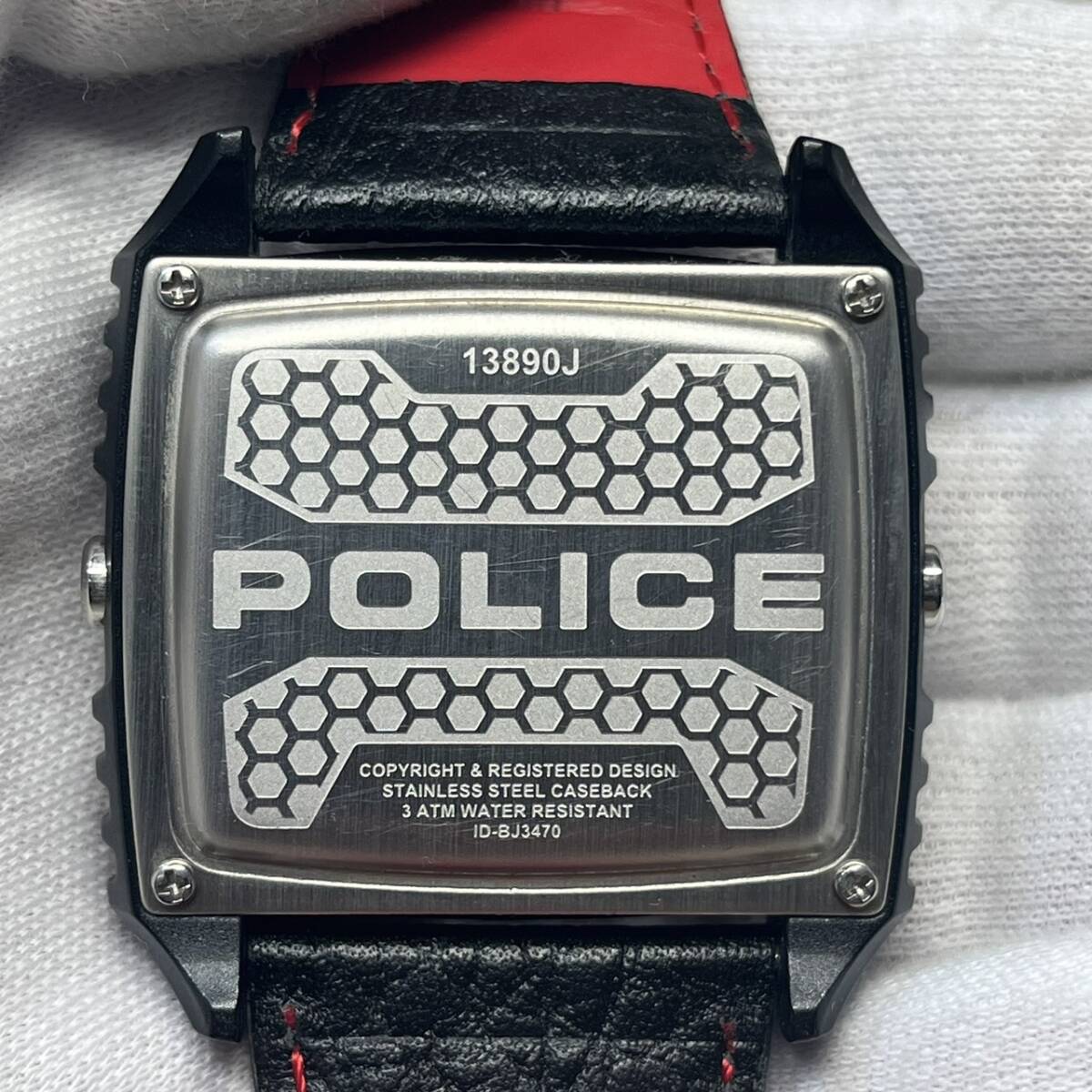 ●【YH-8476】中古現状品 POLICE ポリス クオーツ レザー ブラック 13890J 稼動品【レターパックプラス可】_画像10