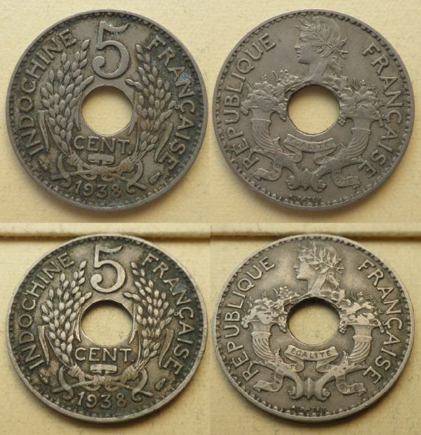 【仏領インドシナ】５セント硬貨　KM#18.1a　1938年_画像5