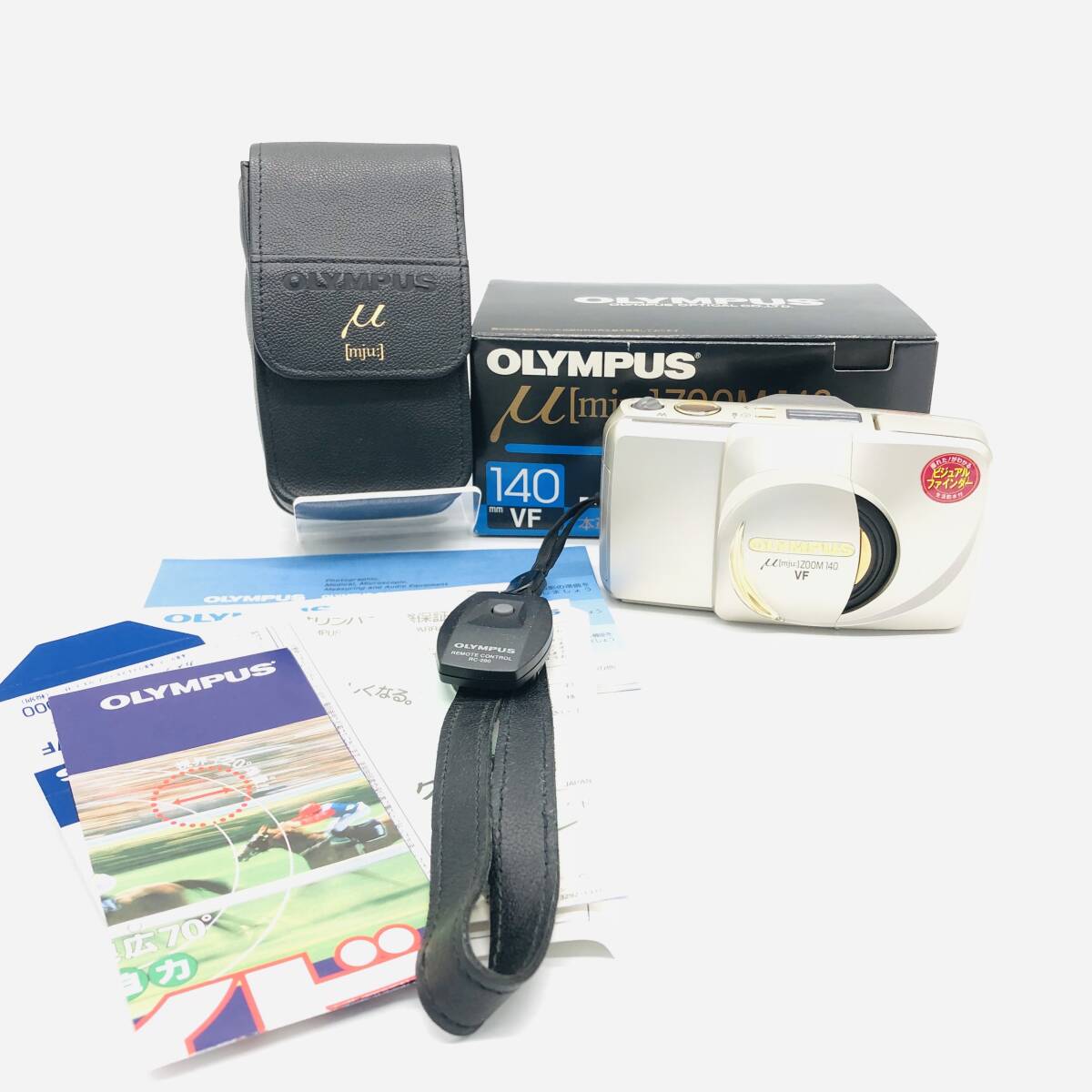 保管品 オリンパス OLYMPUS μ[mju:] ZOOM 140 VF LENS 38-140mm コンパクトフィルム カメラ ストラップ ケース付 箱入
