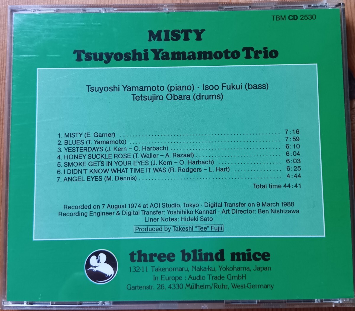 山本剛/Tsuyoshi Yamamoto Trio「Misty」TBMCD-2530 西独盤の画像2