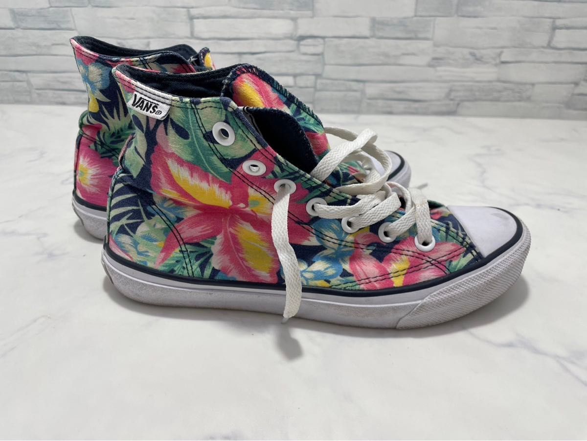 VANS 花柄　ハイカットスニーカー　23.5cm