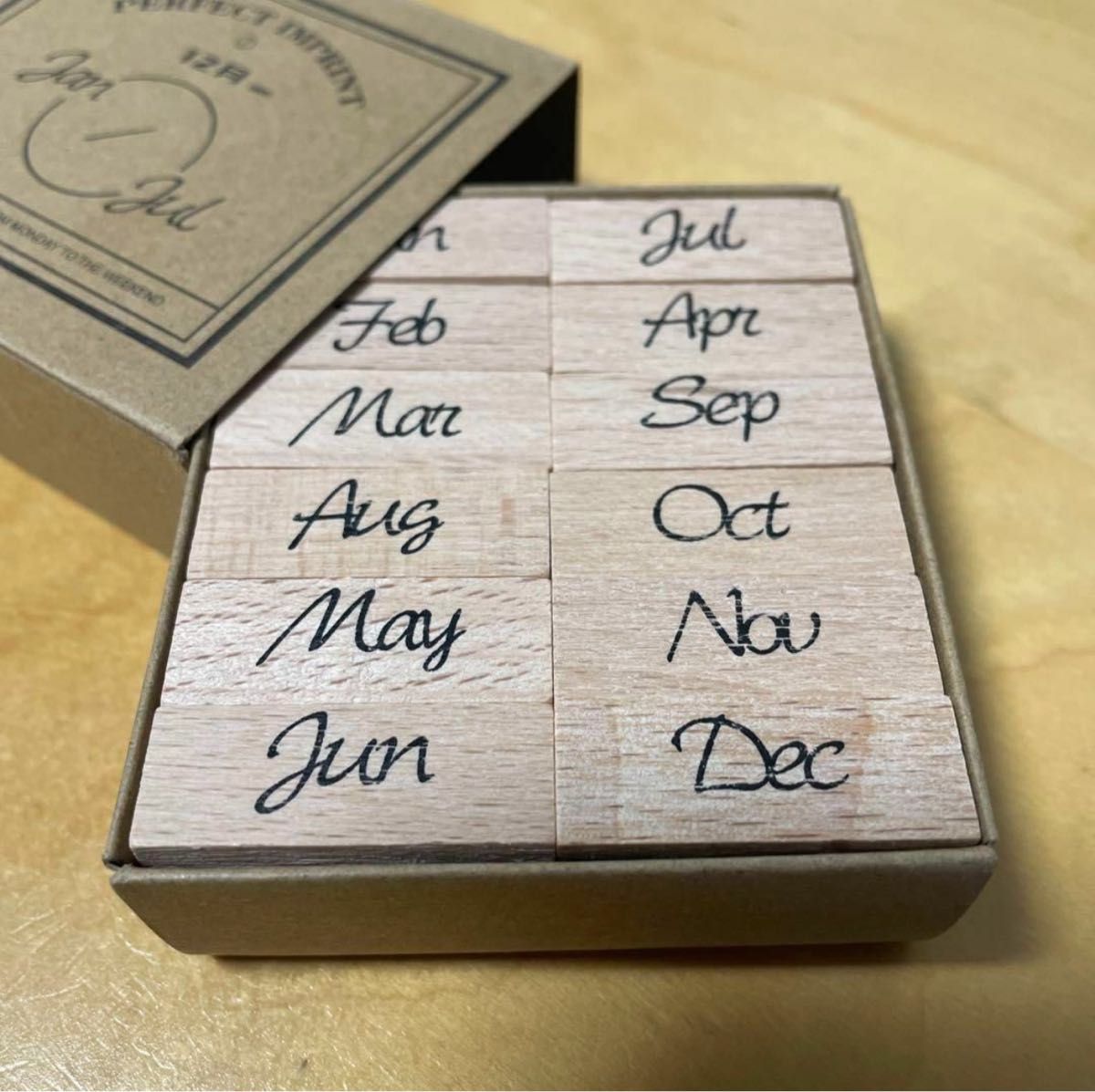 木製スタンプ　数字　週間　月間　手帳装飾用　日記スタンプ　三点セット