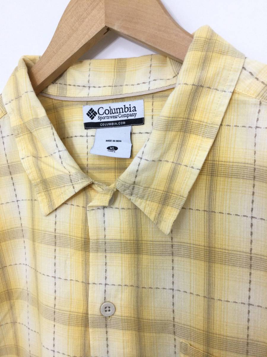 COLUMBIA コロンビア コットン半袖使用感 チェックシャツ アウトドアカジュアル メンズXL 良品綺麗_画像3
