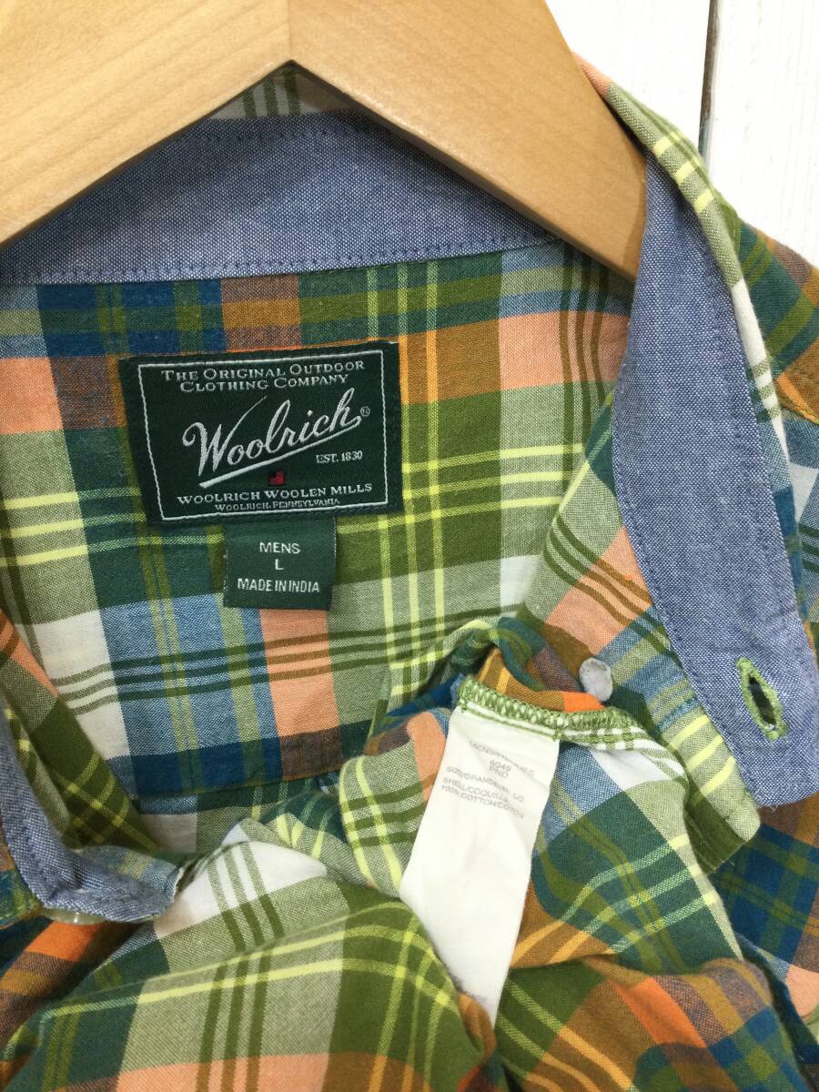 WOOLRICH ウールリッチ コットン半袖シャツ チェックシャツ アウトドアカジュアル メンズL 良品綺麗_画像10