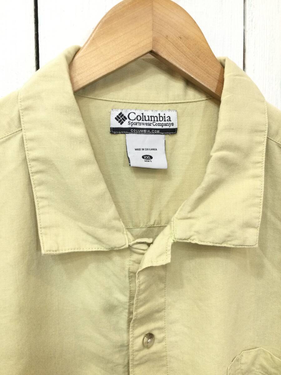 COLUMBIA コロンビア ラミー×コットン 半袖シャツ 単色シャツ アウトドアカジュアル メンズXXL 大きめ 良品綺麗の画像3