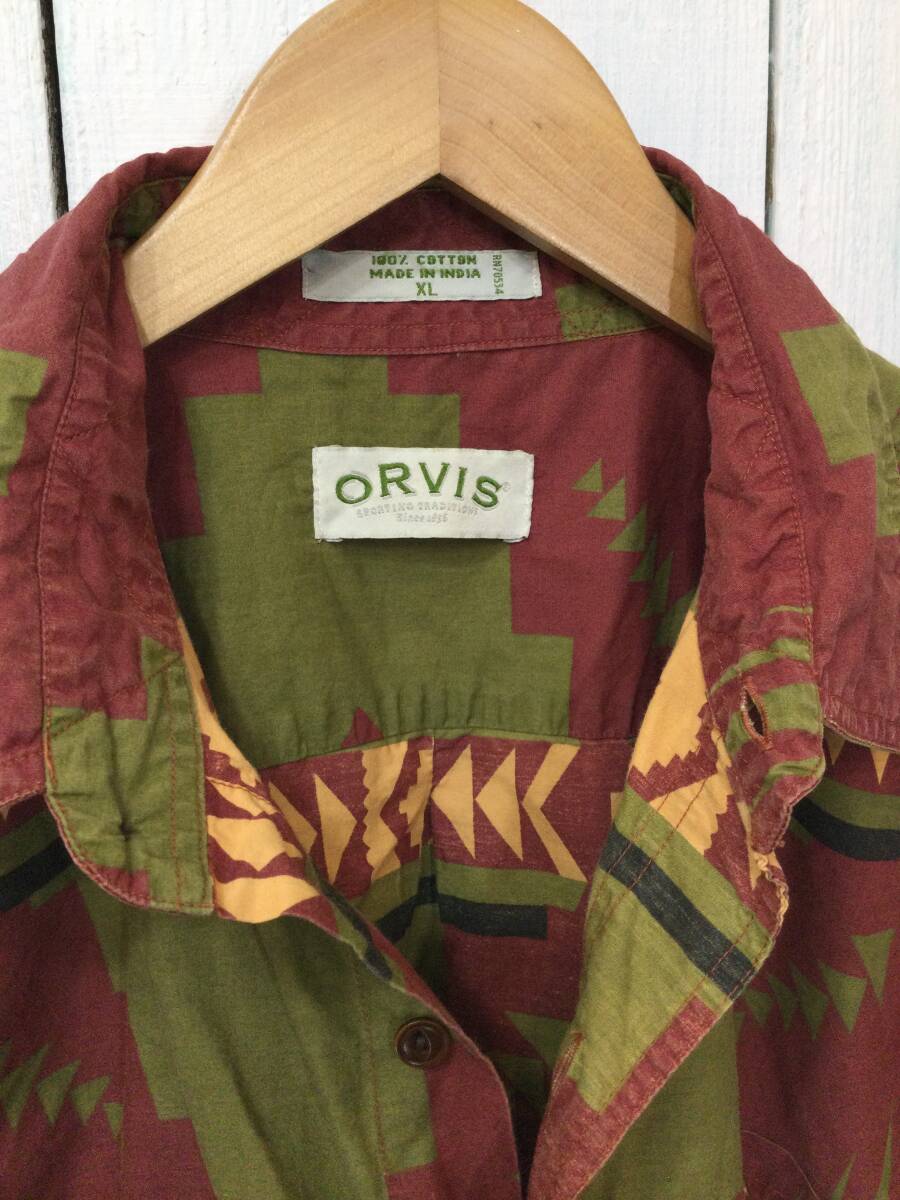 ORVIS オービス コットン半袖シャツ 総柄シャツ アウトドアカジュアル メンズXL 大きめ 良品 の画像10