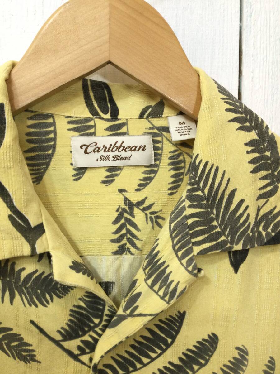 CARIBBEAN シルクシャツ アロハシャツ ハワイアン シルク半袖開襟シャツ メンズM 良品綺麗の画像10