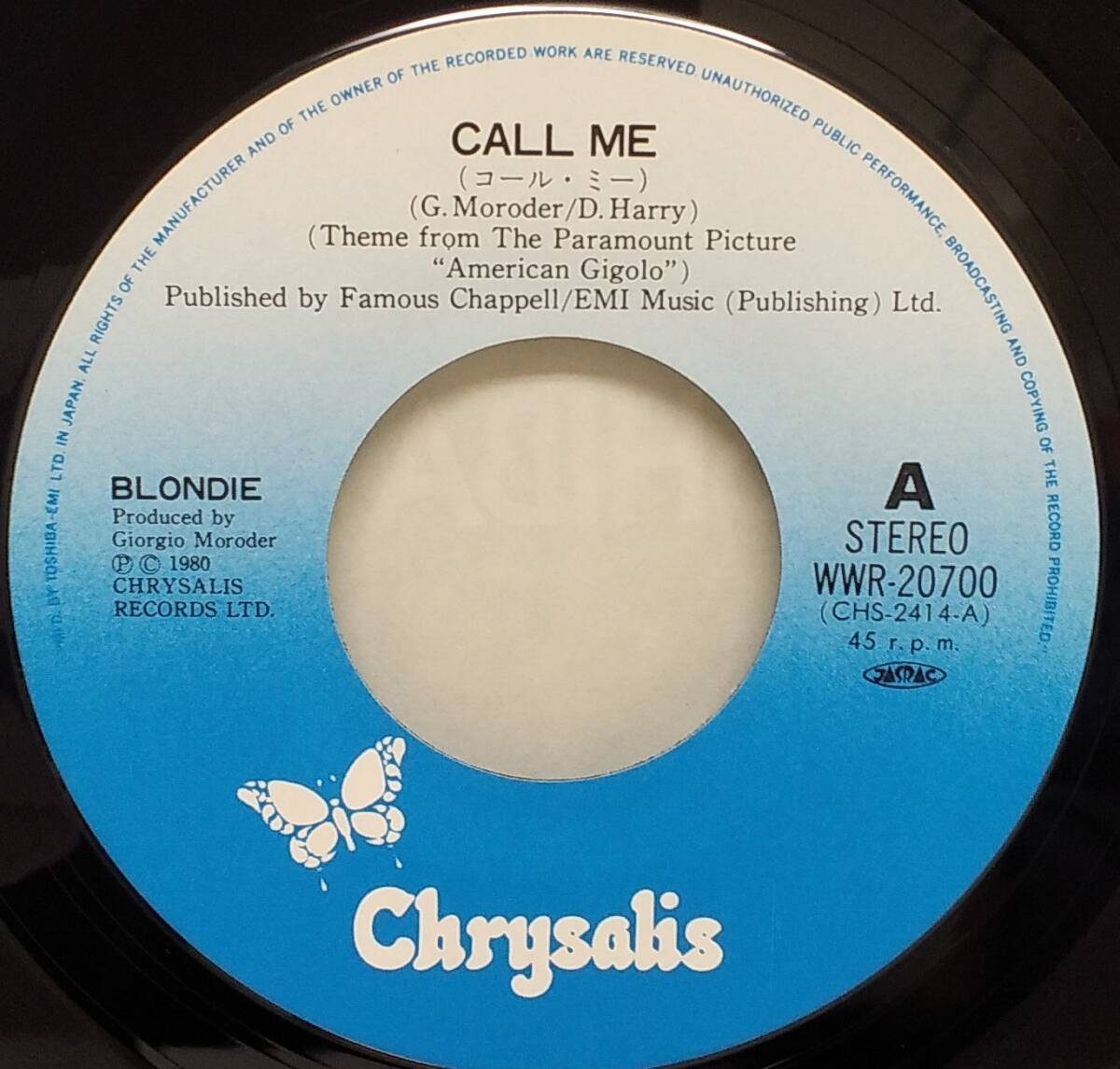 匿名・送料無料！　ブロンディ / Blondie　EP　「コール・ミー/CALL ME」_画像2