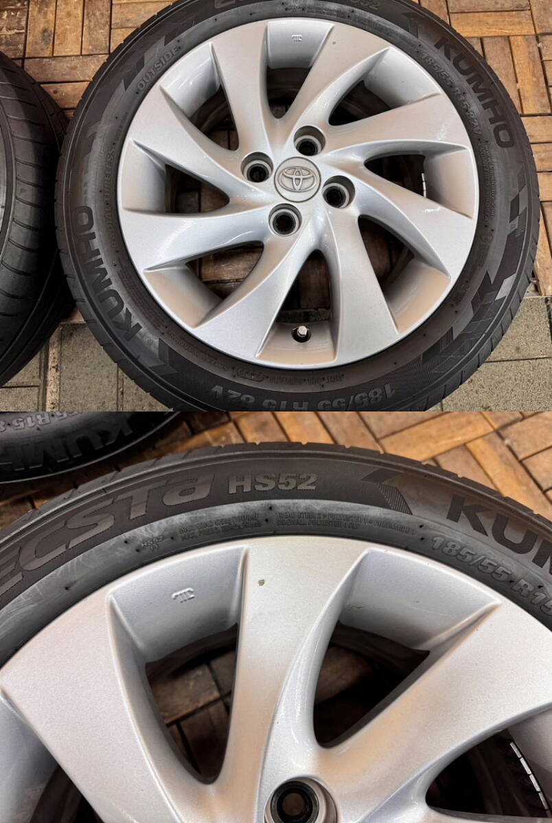 2022年製　トヨタbB QNC21　QNC20 純正15インチホイールタイヤ付 185/55R15 KUMHO　ECSTA　HS52　【４本】_画像5