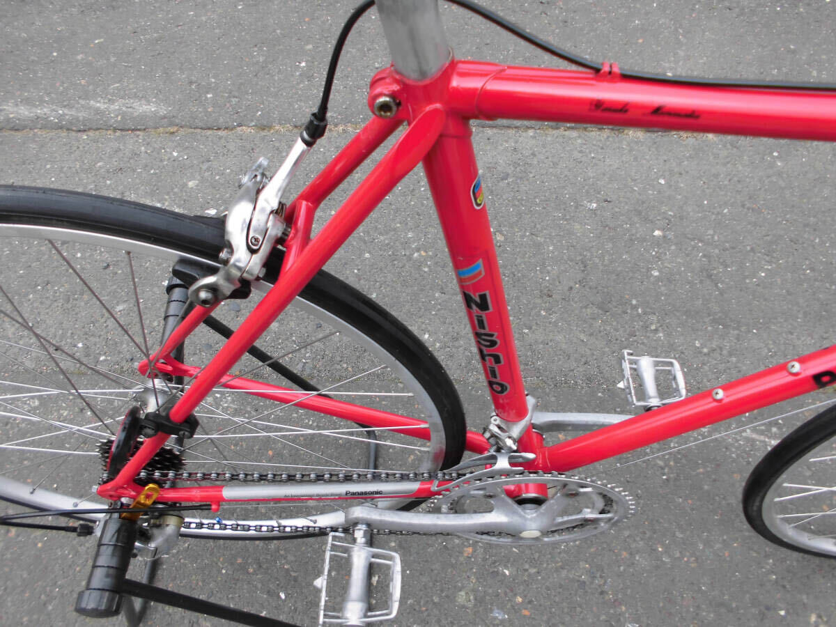 1円～昭和 Panasonic クロスバイク NISHIO ORDER SHIMANO 14速 タイヤ新しい 赤色 中古自転車 3201の画像5