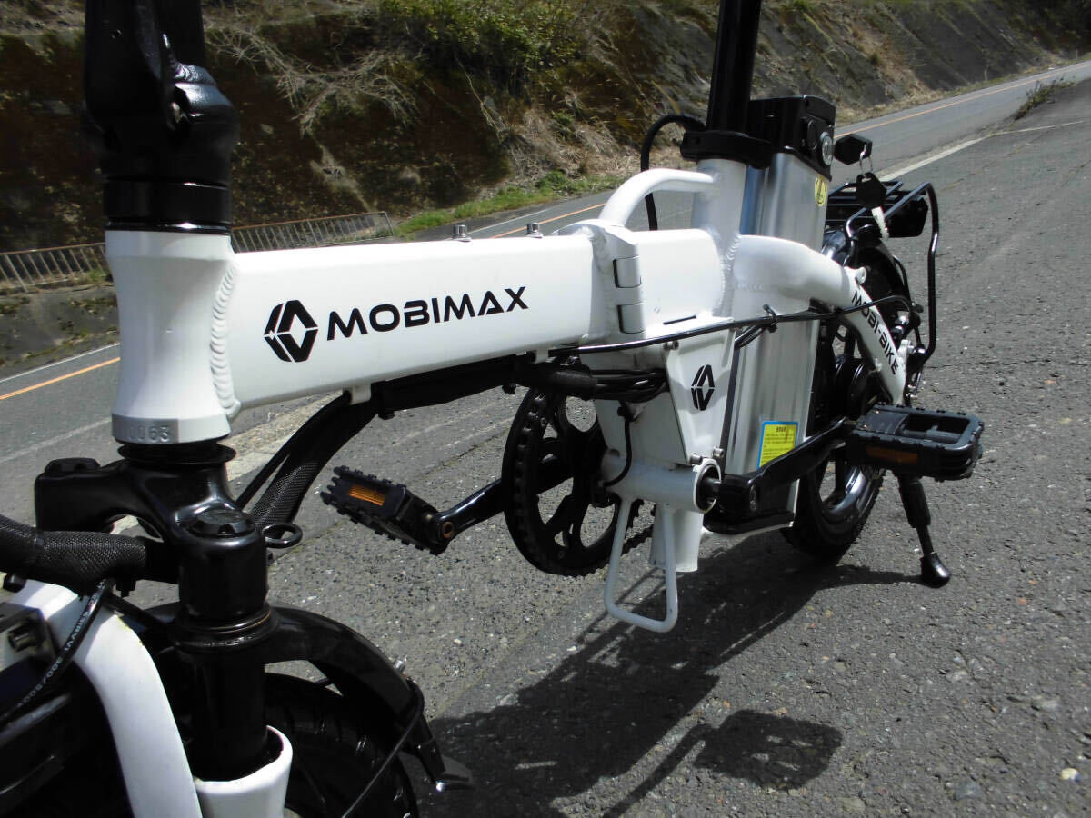 1円～MOBIMAX ディスク式 MTB 新しいリチウムバッテリー 48V 10Ah 14インチ 白色 BIKE 折り畳み電動自転車 動作確認済 3205_画像5