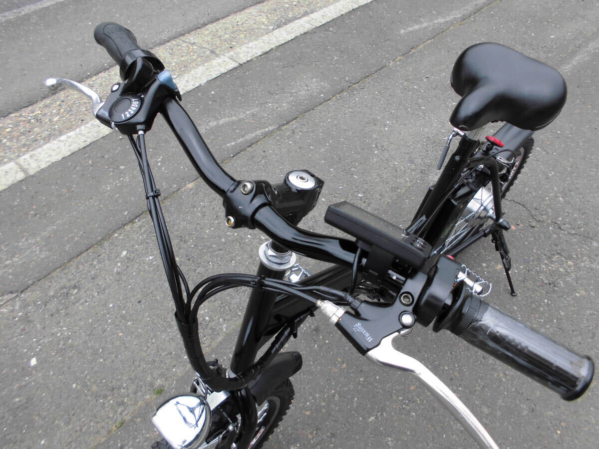 1円～電動自転車 SHIMANO 6速 新しいリチウムバッテリー 24V 10Ah 20インチ 黒色動作確認済 3251の画像3