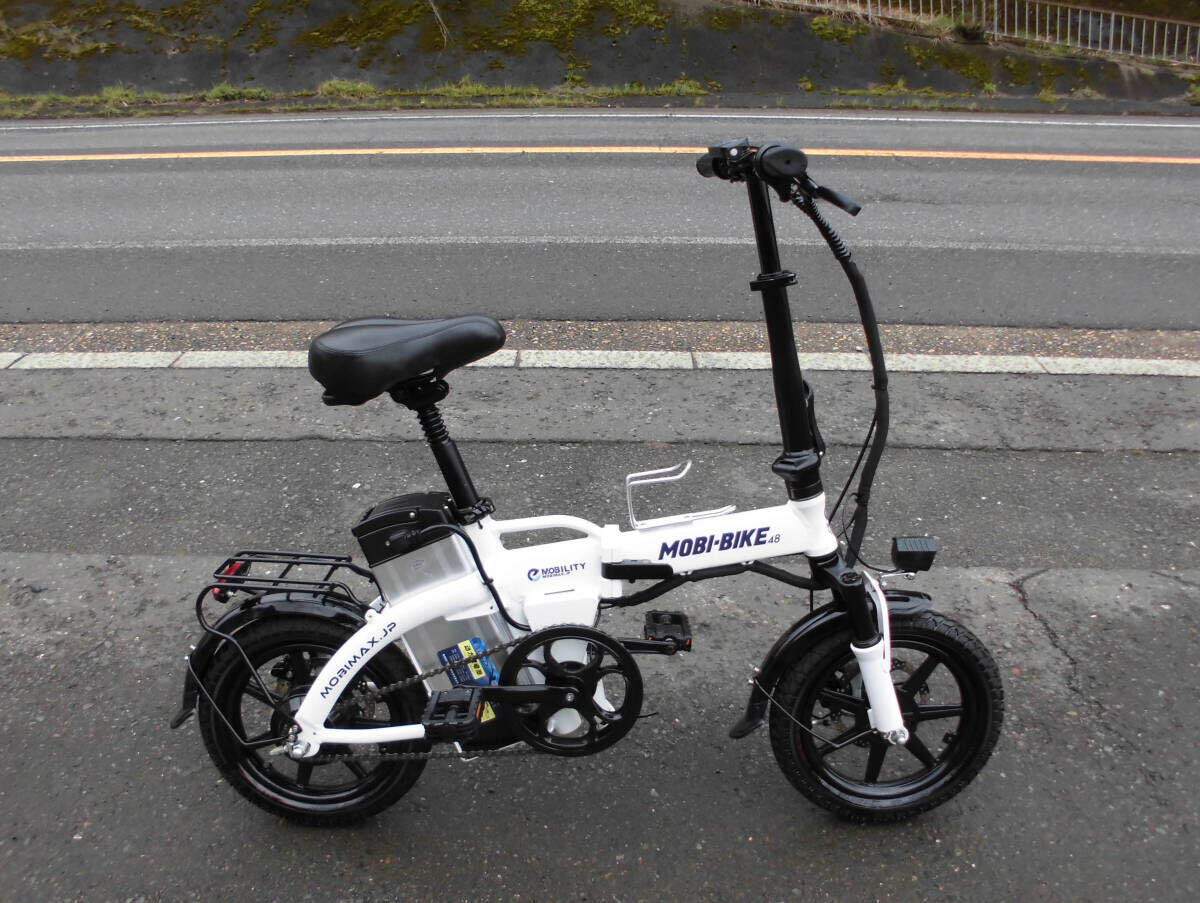 1円～MOBILITY ディスク式 軽快MTB 新しいリチウムバッテリー 48V 10Ah 14インチ MOBI-BIKE 白色 折り畳み電動自転車 動作確認済 3232の画像1