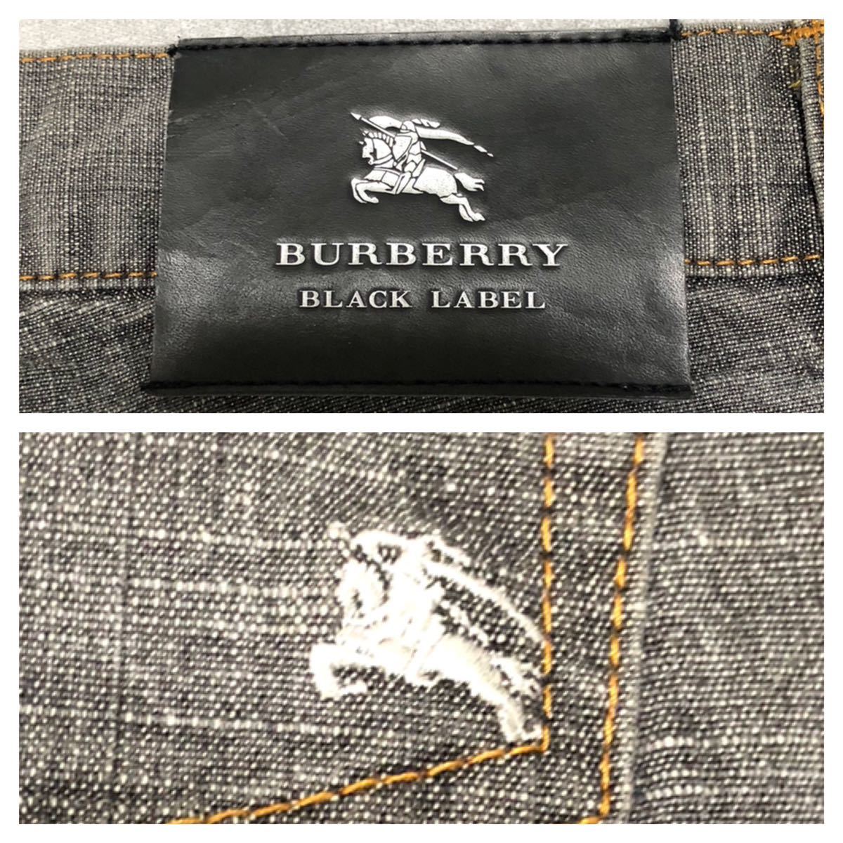 88◆BURBERRY BLACK LABEL バーバリー ブラックレーベル◆ホース刺繍 ストレッチ ブラックデニム ジーンズ 79の画像8