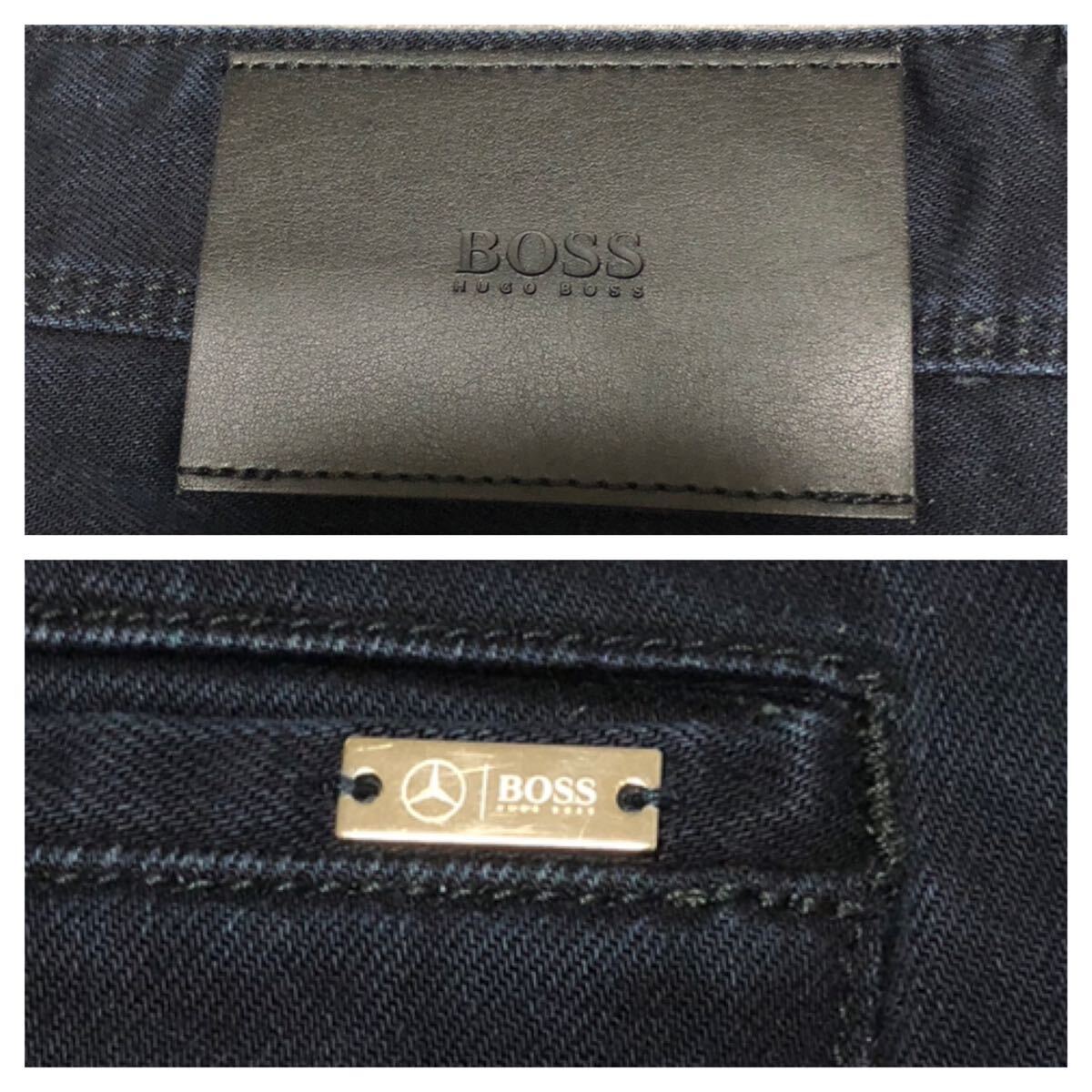 131◆HUGO BOSS ヒューゴボス×メルセデスベンツ◆ロゴプレート 濃紺 ストレッチ デニム ジーンズ 31/34_画像8