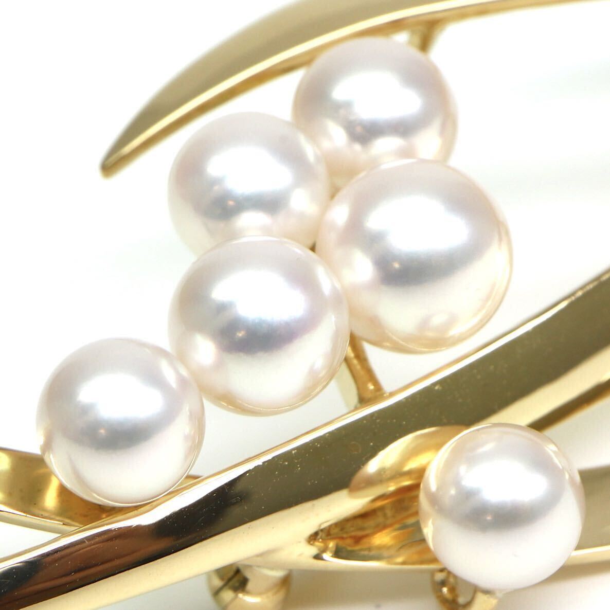 TASAKI(田崎真珠)◆K18アコヤ本真珠ブローチ◆M約11.9g 5.0-6.5mm珠 パール pearl broach EH3/EH6_画像4