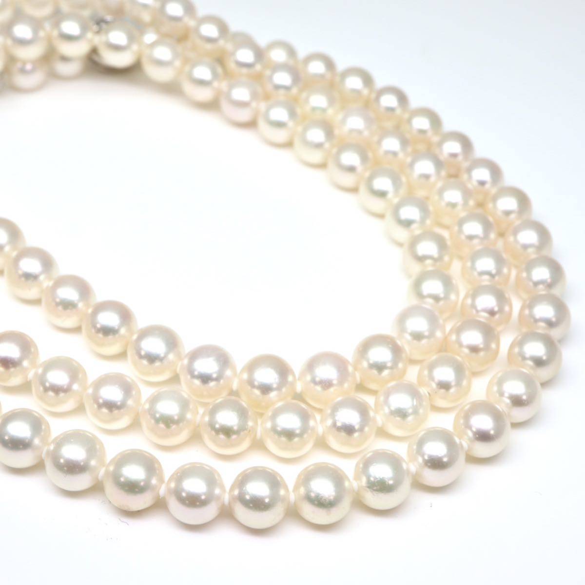◆アコヤ本真珠ネックレス/20◆M 約62.2g 約87.0cm 7.0-7.5mm珠 pearl パール jewelry necklace ジュエリー DF0/EA0