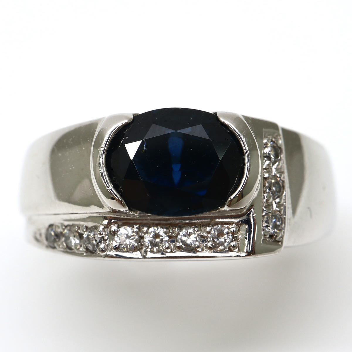 JEWELRY MAKI(ジュエリーマキ)◆Pt850 天然ダイヤモンド/天然サファイアリング◆M 約11.1g 11号 sapphire diamond ring指輪 EE2/EE5_画像2