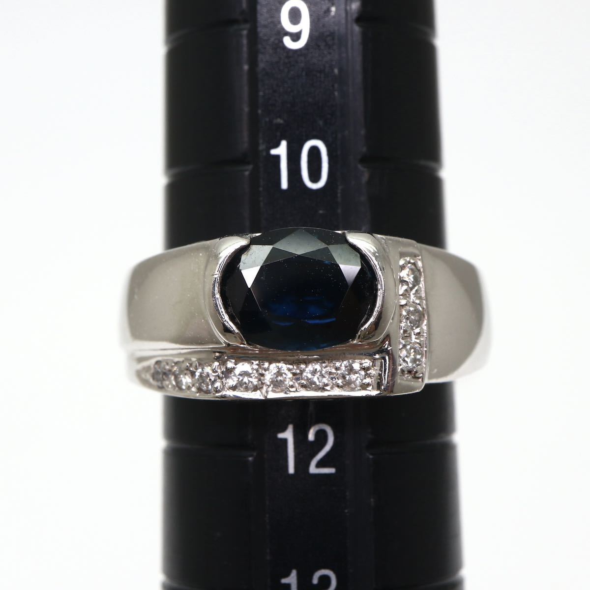 JEWELRY MAKI(ジュエリーマキ)◆Pt850 天然ダイヤモンド/天然サファイアリング◆M 約11.1g 11号 sapphire diamond ring指輪 EE2/EE5_画像9