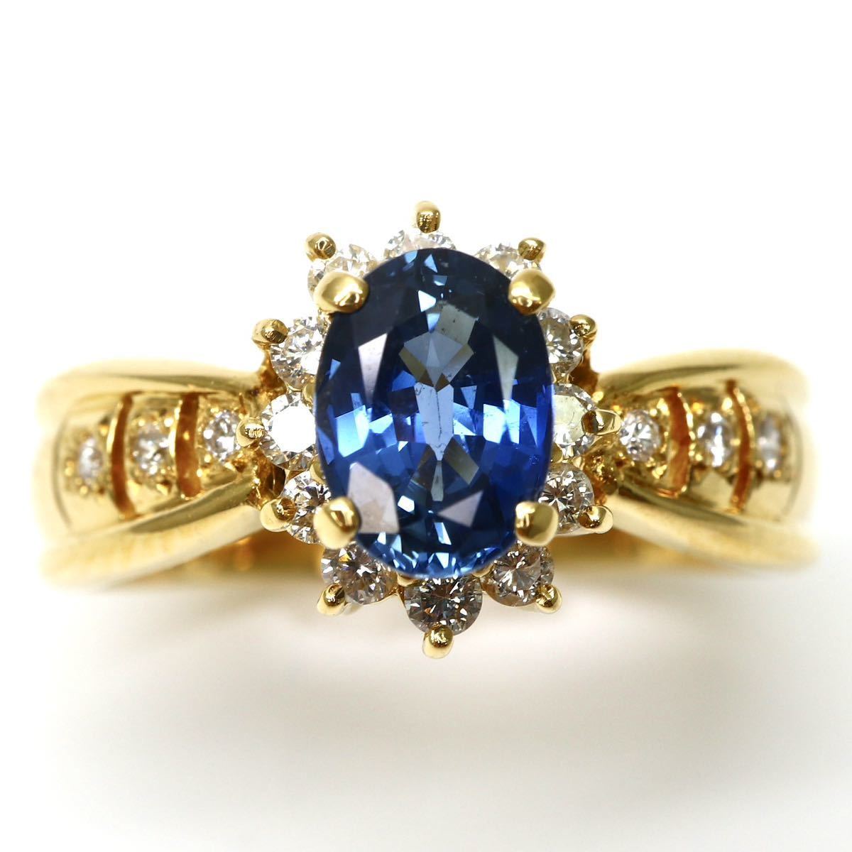 ソ付き!!◆K18 天然ダイヤモンド/天然サファイアリング◆M 約4.7g 12号 0.25ct sapphire diamond ジュエリーring指輪 ED6/ED6_画像1