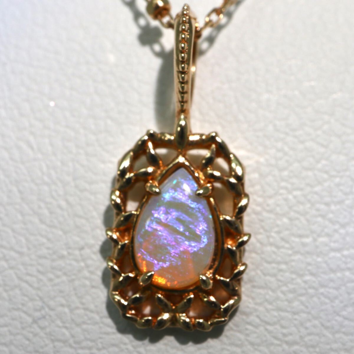 agete(アガット)箱付き!◆K10 天然オパールネックレス◆M 約1.5g 約44.5cm opal jewelry necklace ジュエリー DE6/DE6_画像5