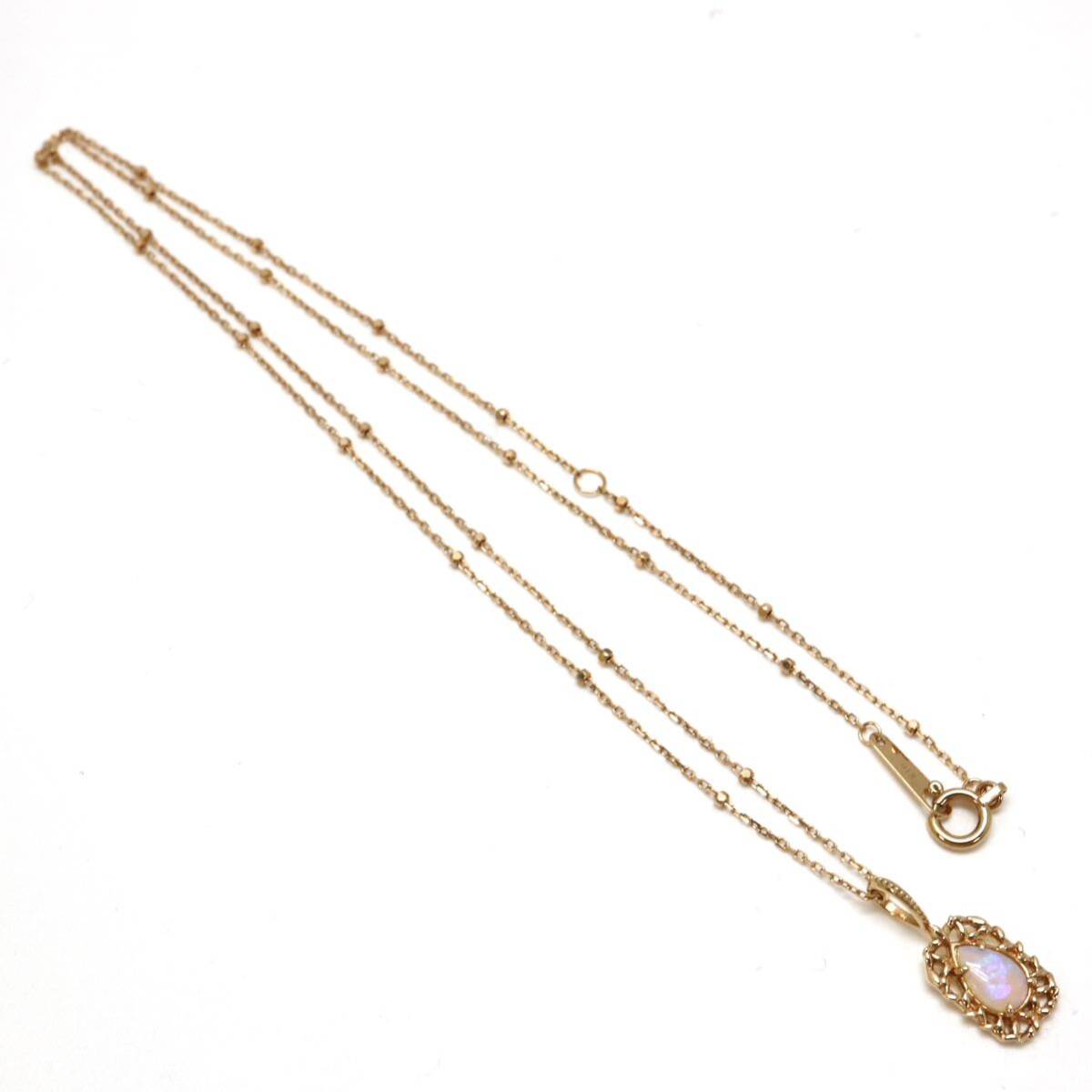 agete(アガット)箱付き!◆K10 天然オパールネックレス◆M 約1.5g 約44.5cm opal jewelry necklace ジュエリー DE6/DE6_画像9