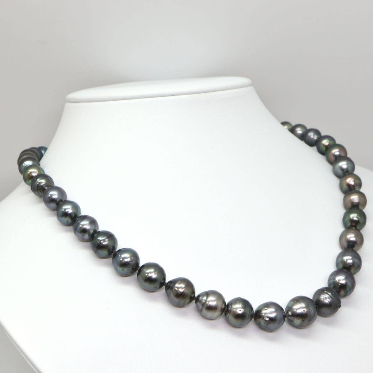 ◆南洋黒蝶真珠ネックレス/29◆M 約55.2g 約47.0cm 8.0-11.5mm珠 pearl パール jewelry necklace ジュエリー EC0/EC0_画像3