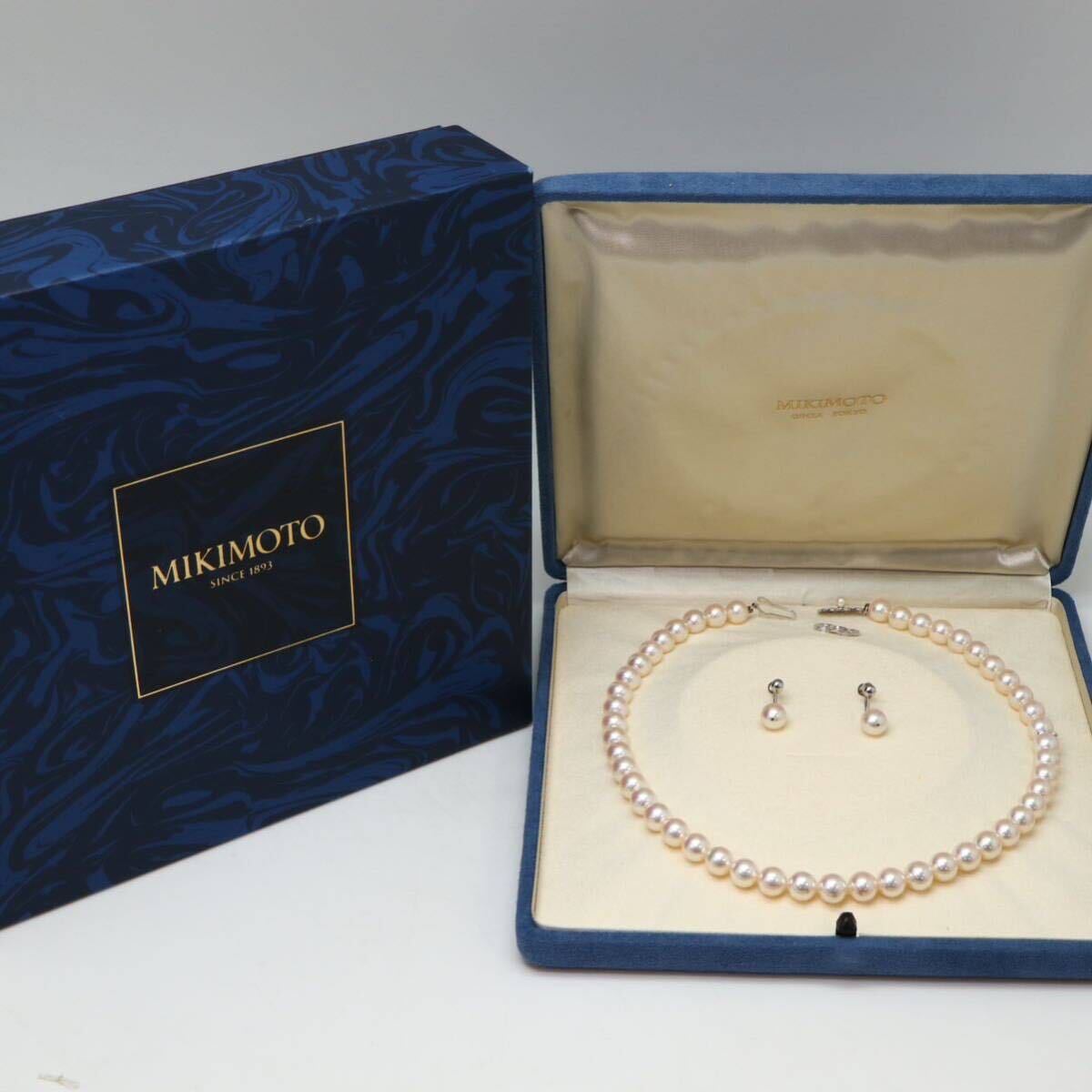 MIKIMOTO(ミキモト)高品質!◆アコヤ本真珠ジャンクネックレス&イヤリング◆M 約44.1g 約39.0cm 8.0-8.5mm珠 pearl パール necklace FA7/FB5の画像2