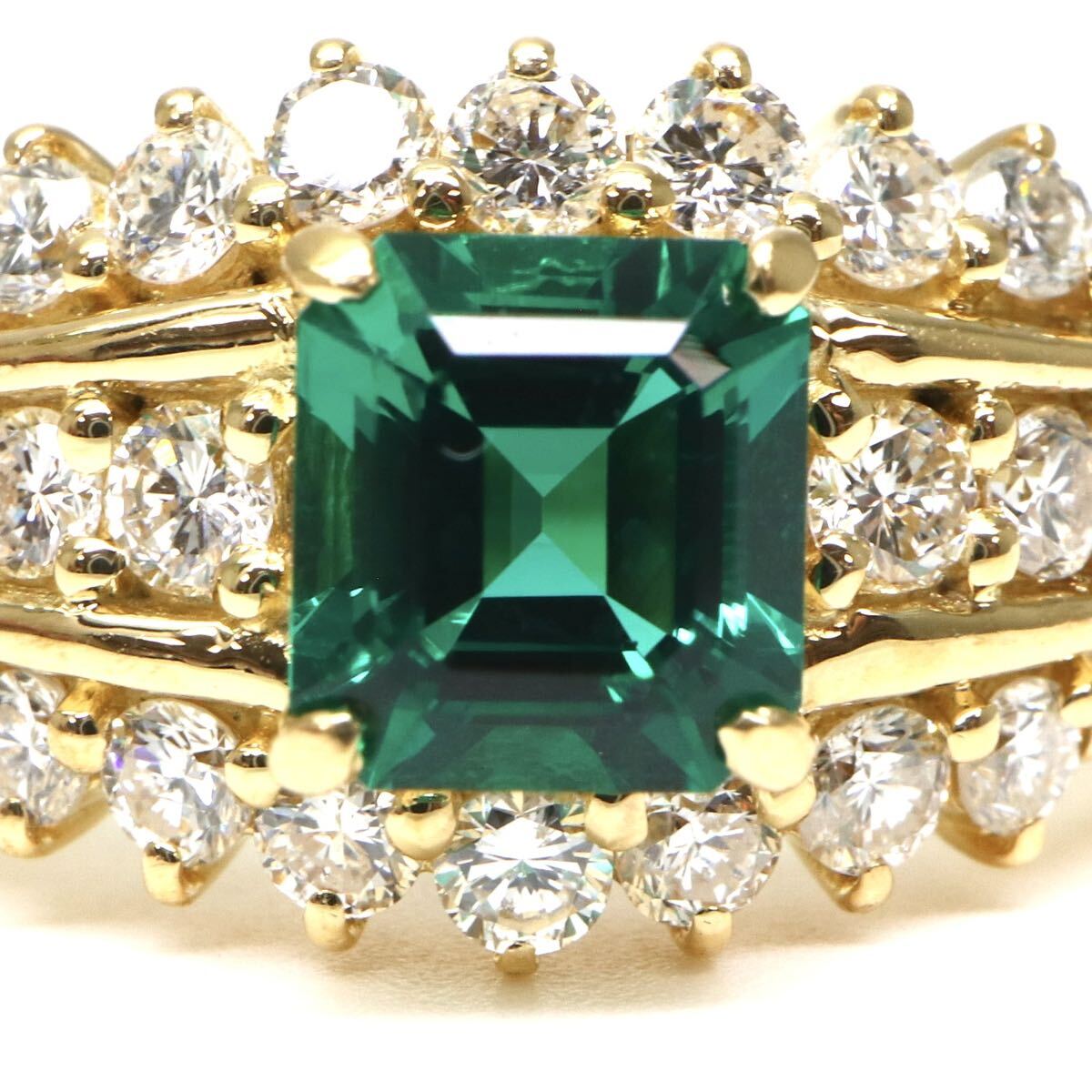 CrescentVert(クレサンベール)◆K18 エメラルド/ 天然ダイヤモンドリング◆M 約5.1g 11号 emerald diamond ジュエリー ring 指輪 ED9/EE0の画像4