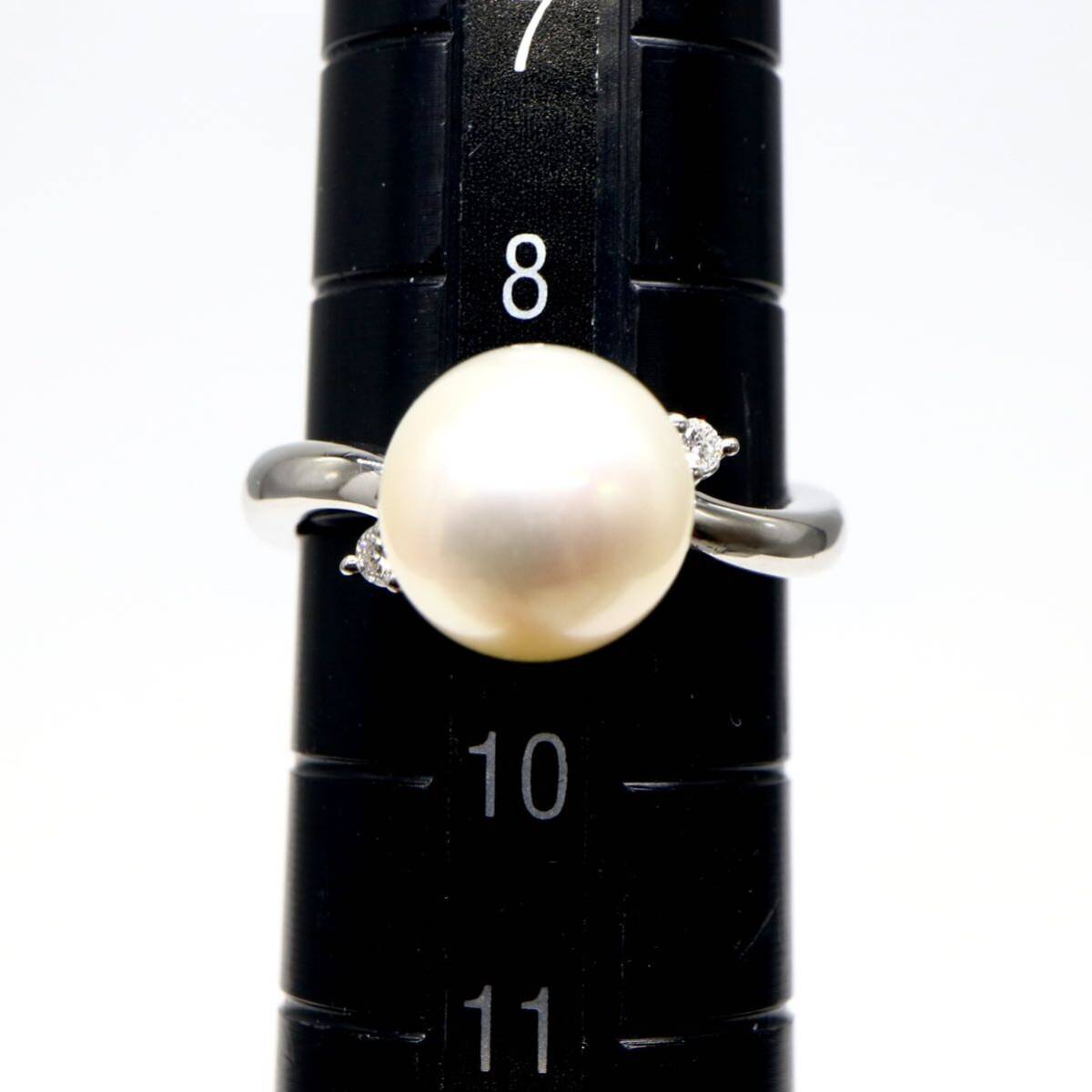 TASAKI(田崎真珠)箱付き!!◆Pt900 天然ダイヤモンド/アコヤ本真珠リング◆A 約4.9g 約9号 8.5mm珠 パール pearl diamond ring 指輪EB0/EB1の画像9
