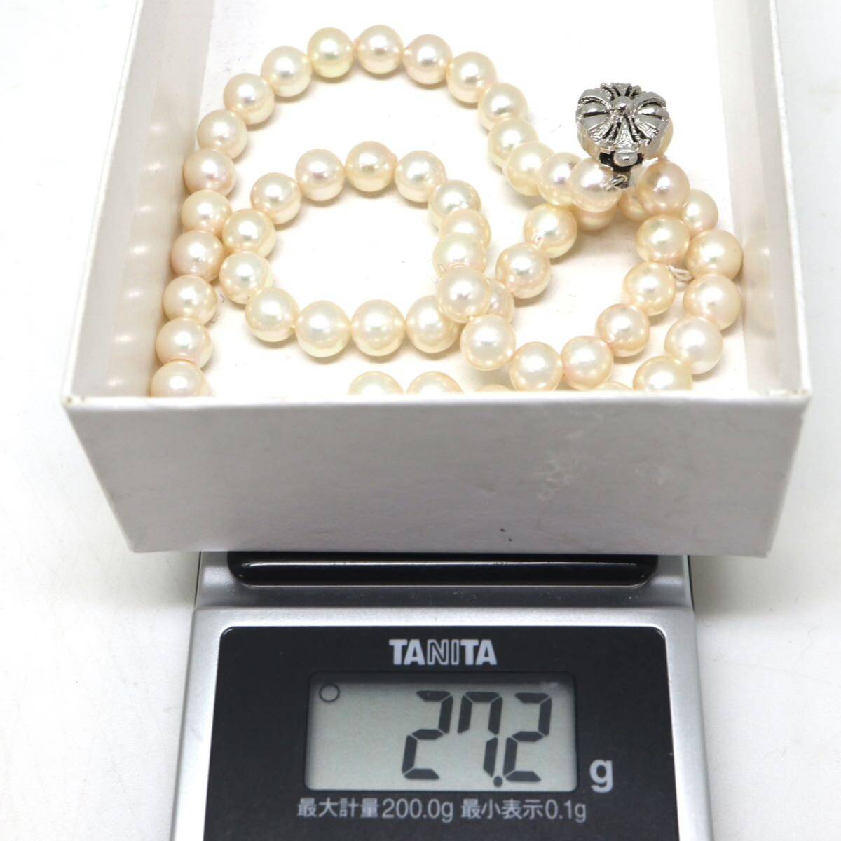 ◆アコヤ本真珠ネックレス/ 4 ◆A 約27.2g 約43.0cm 6.5-7.0mm珠 pearl パール jewelry necklace ジュエリー DE0/DE0_画像9