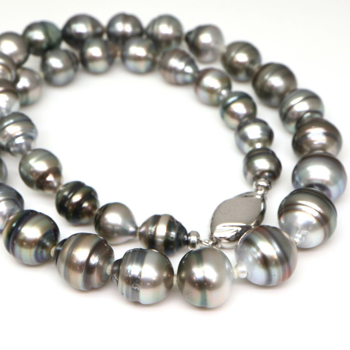 ◆南洋黒蝶真珠ネックレス/ 21 ◆A 約56.0g 約44.5cm 8.5-11.5mm珠 pearl パール jewelry necklace ジュエリー EA0/EA2_画像1